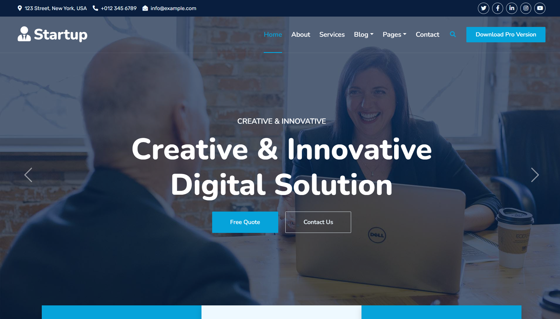Startup template preview